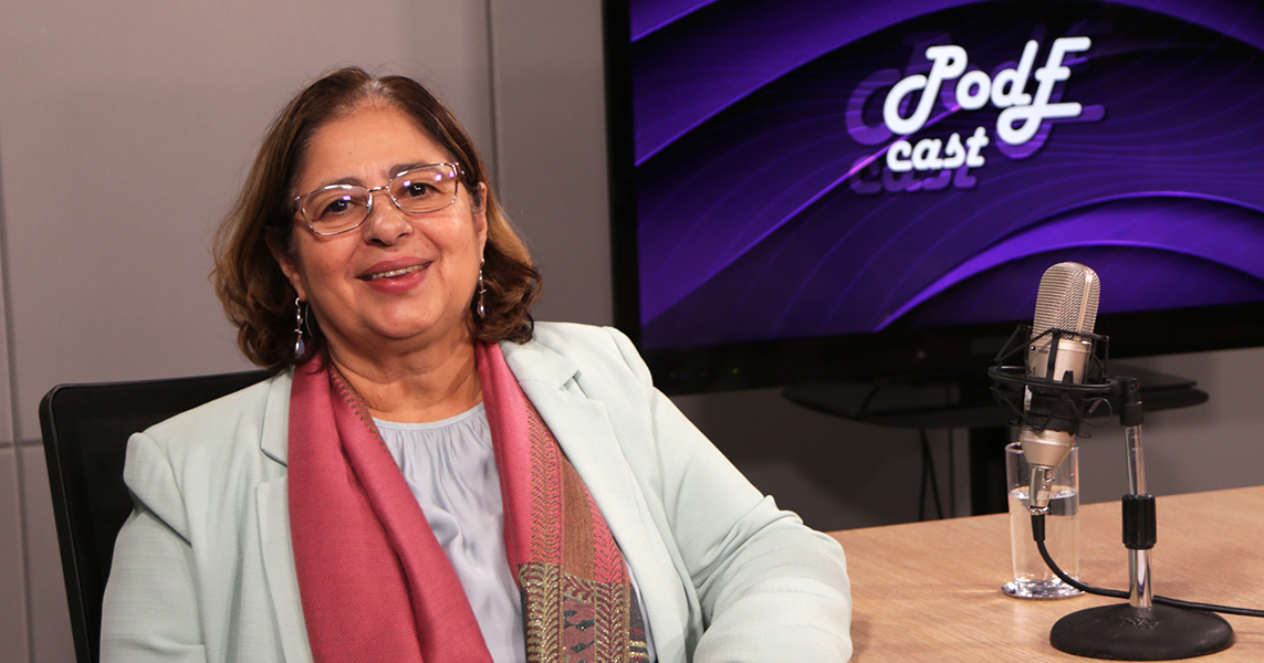 Quarto episódio do PodE traz a trajetória da especialista em violência contra a mulher e precursora da Lei Maria da Penha, Cida Gonçalves